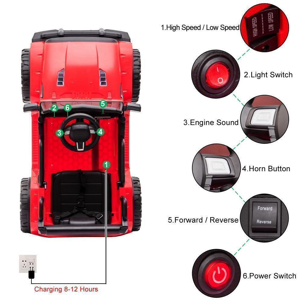 Electric Ride-On Truck for Kids with LED Lights, MP3 Player, and Remote Control