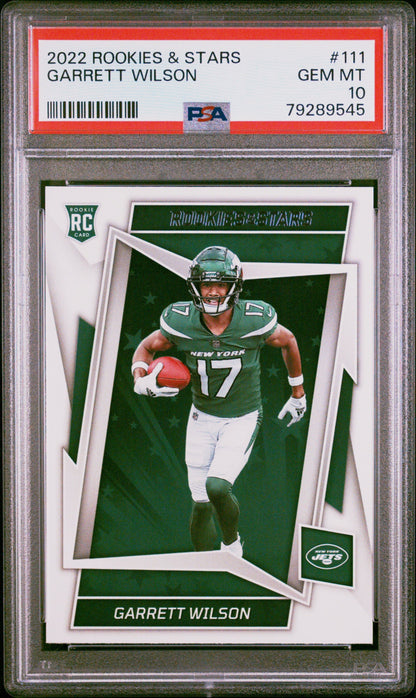 Graded 2022 Panini Rookies & Stars Garrett Wilson #111 Rookie RC Football Card PSA 10 Gem Mint