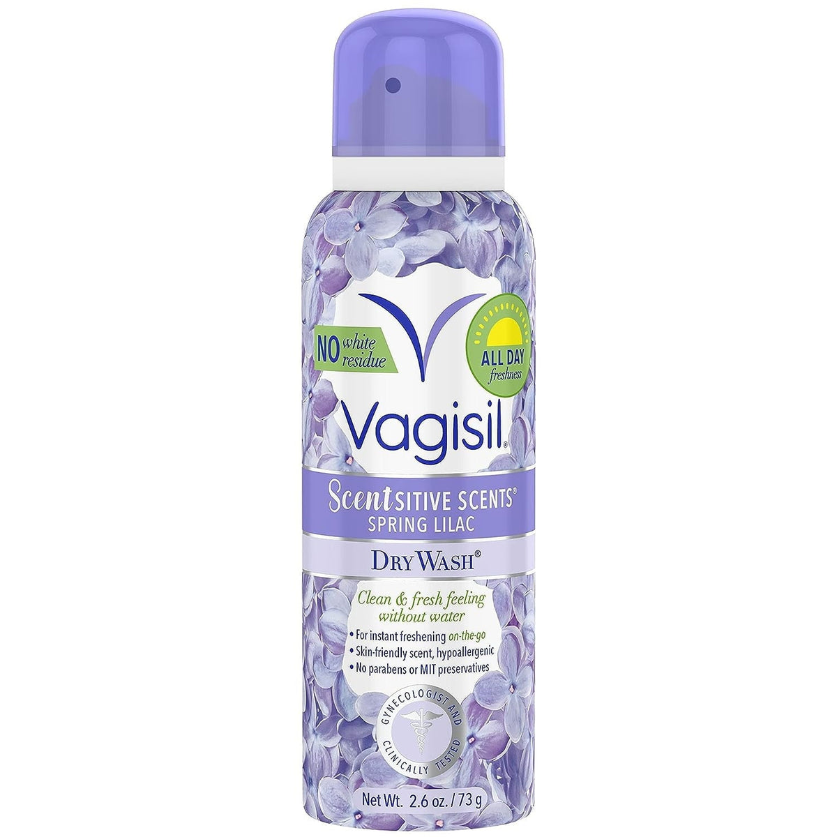 Vagisil Scentsitive Scents Dry Wash Deodorant Spray, Lavender Wildflower, 2.6 oz