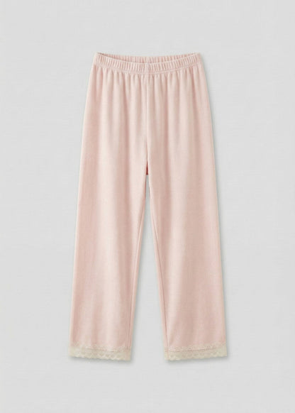Rosy Velvet Coquette Lace Pajama Set / Blue