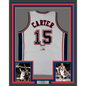 Framed Autographed/Signed Vince Carter 35x39 New Jersey NJ White Basketball Jersey PSA/DNA COA