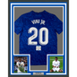 Framed Autographed/Signed Vini Vinicius Jr. 35x39 Real Madrid Blue Soccer Jersey Beckett BAS COA