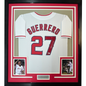 Framed Autographed/Signed Vladimir Vlad Guerrero 35x39 Los Angeles LA Anaheim White Baseball Jersey Beckett BAS COA
