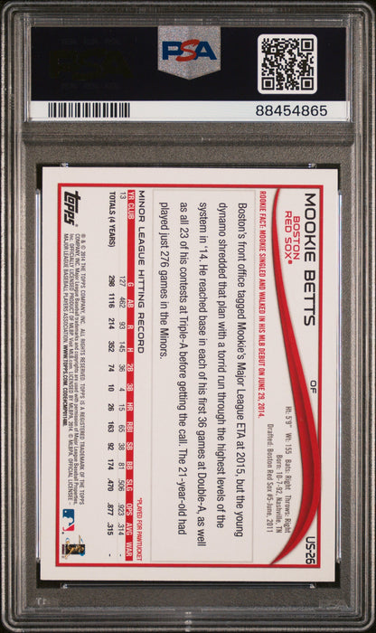 Graded 2014 Topps Update Mookie Betts #US26 Batting Rookie RC Baseball Card PSA 9 Mint