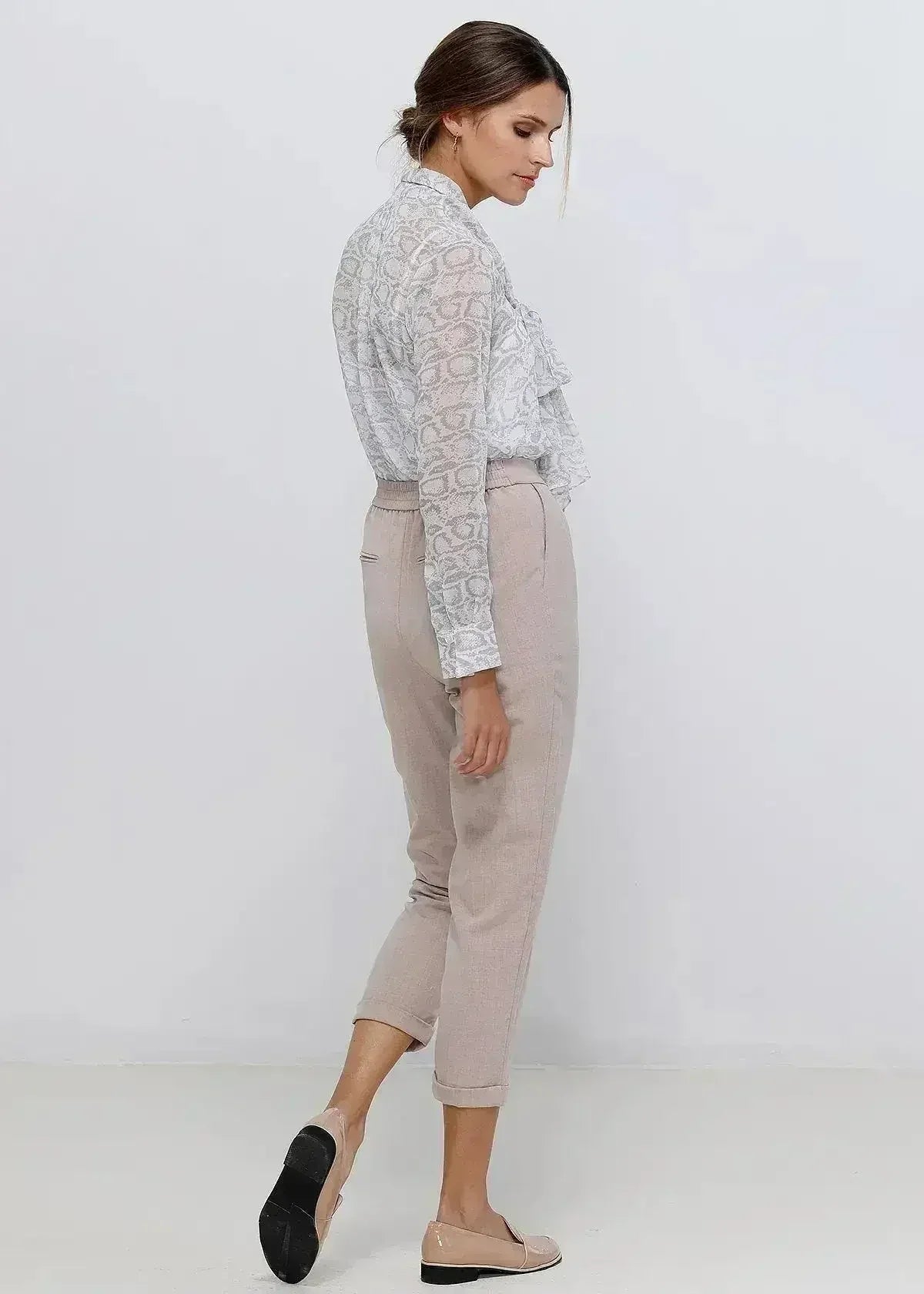 Tie Neck Sheer Blouse In Ivory Silver | FEMSTYLO