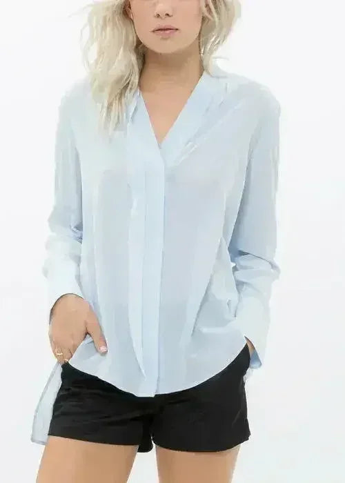Women's Sheer Placket Hi Low Stylish Blouse | Femstylo