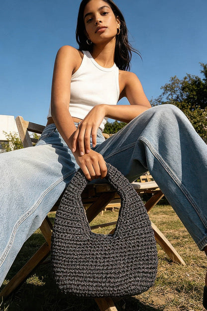 Crochet Woven Hobo Bag