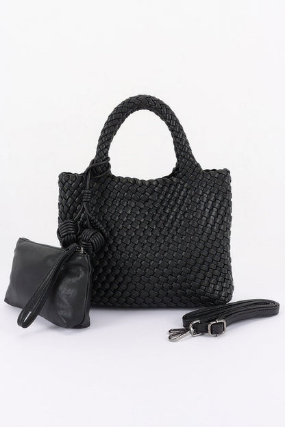 Braided Vegan Leather Tote Bag