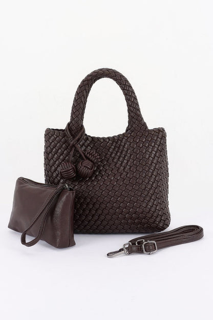 Braided Vegan Leather Tote Bag