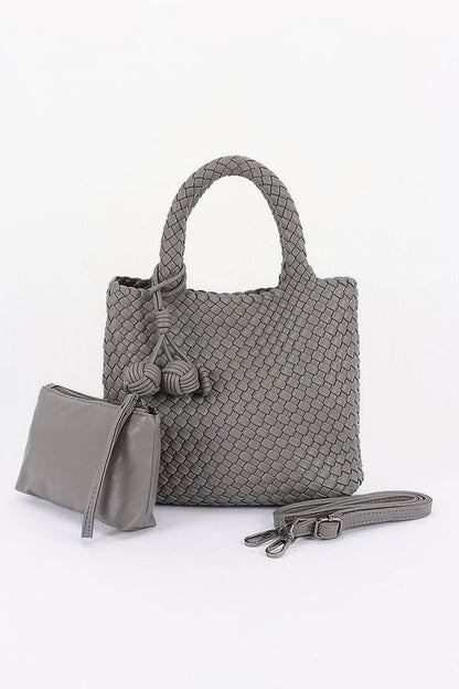 Braided Vegan Leather Tote Bag