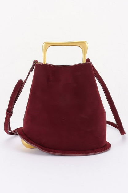 Faux Suede Metal Handle Bag