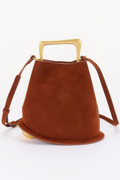 Faux Suede Metal Handle Bag