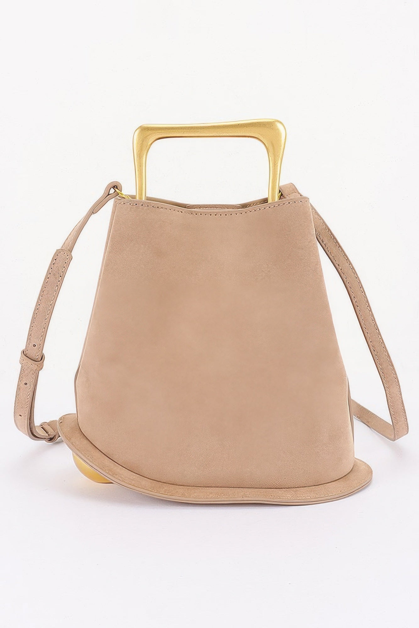 Faux Suede Metal Handle Bag