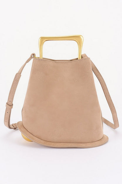 Faux Suede Metal Handle Bag