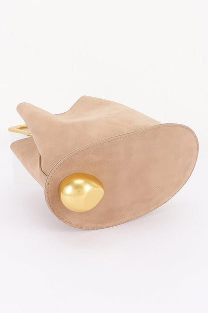Faux Suede Metal Handle Bag