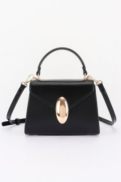 Vegan Leather Top Handle Flap Bag
