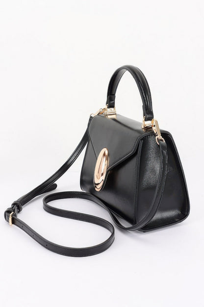 Vegan Leather Top Handle Flap Bag