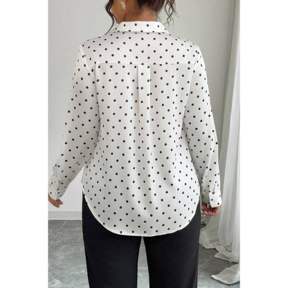 Polka Dot Button Up Long Sleeve Shirt