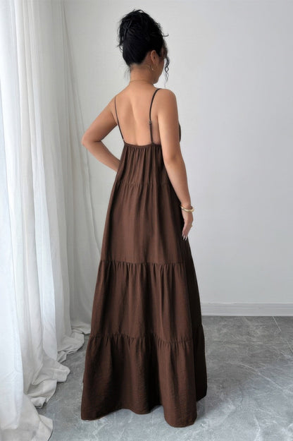 Sleeveless Elegant Suspender Aline Maxi Dress
