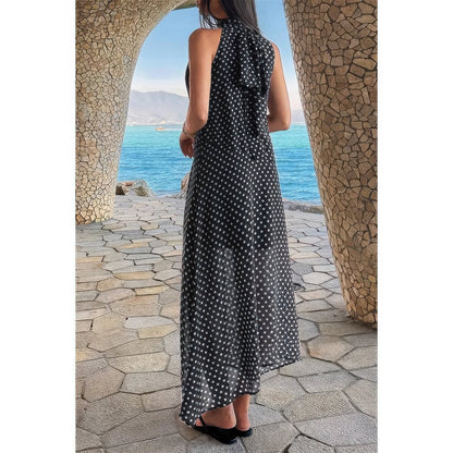 Halter Polka Dot Back Knot Tulle Dress