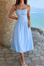 Solid Sleeveless Ruched Bust A Line Dress