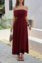 Off Shoulder Solid Backless Full Elegant Dress