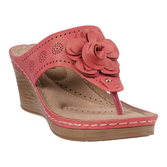 Women's Willa Red Floral Wedge Sandals