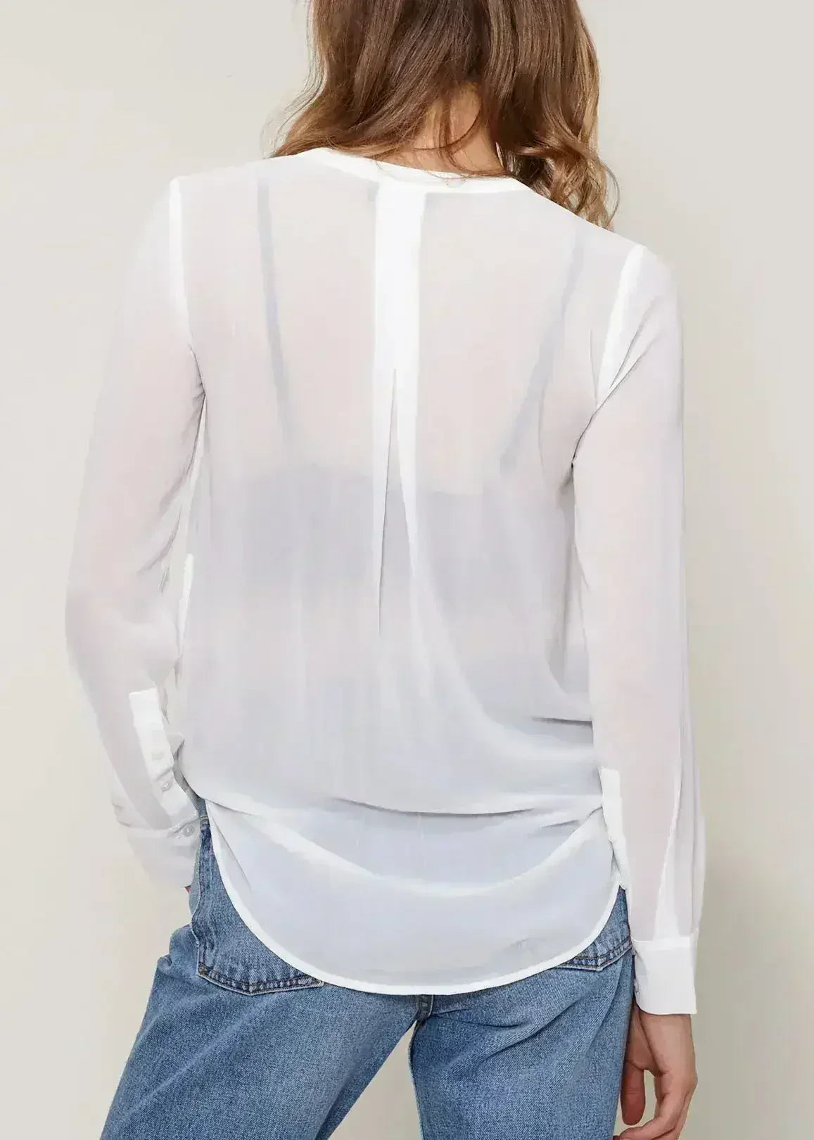 Ivory Sheer Button Up Blouse | Femstylo