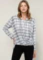 Printed Wrap Hem Checked Blouse | Femstylo