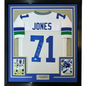 Framed Autographed/Signed Walter Jones HOF 14 35x39 Seattle White Football Jersey JSA COA