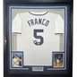 Framed Autographed/Signed Wander Franco 35x39 Tampa Bay White Baseball Jersey JSA COA
