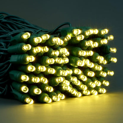4 pack - 5mm - 50 ct - Warm White LED- 4" spacing - Green wire - 17 ft long