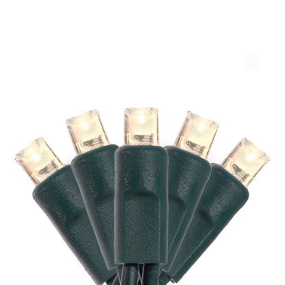 4 pack - 5mm - 50 ct - Warm White LED- 4" spacing - Green wire - 17 ft long