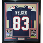 Framed Autographed/Signed Wes Welker 35x39 New England Blue Football Jersey Beckett BAS COA
