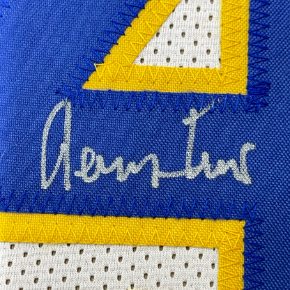 Framed Autographed/Signed Jerry West 35x39 West Virginia White College Basketball Jersey JSA COA