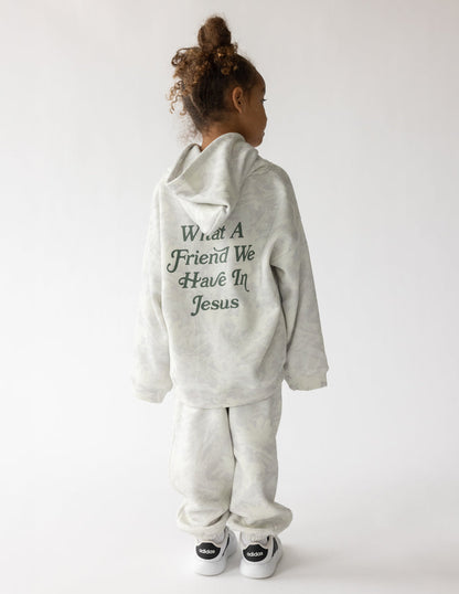 What a Friend in Jesus Camo Kids Hoodie