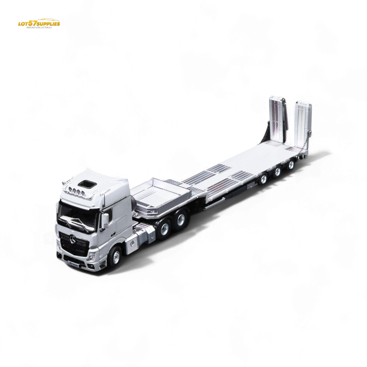 TimeMicro & Perka BENZ FLATBED TRANSPORT VEHICLE - White 1:64