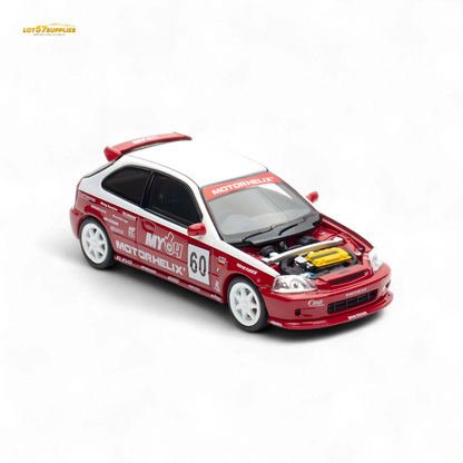 MOTORHELIX Honda Civic EK9 White Red 1:64