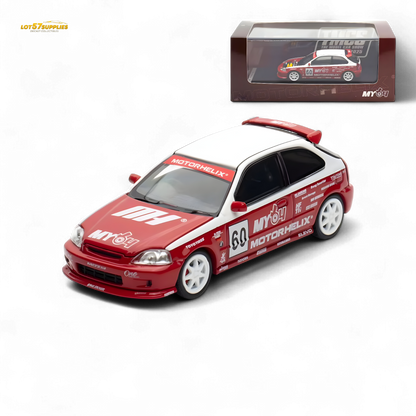 MOTORHELIX Honda Civic EK9 White Red 1:64
