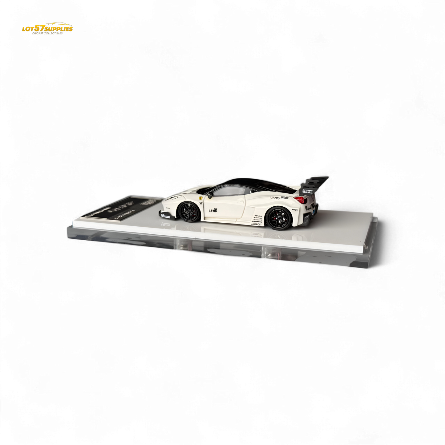 Flame Ferrari 458 GT LB Wide-Body - White 1:64 Resin