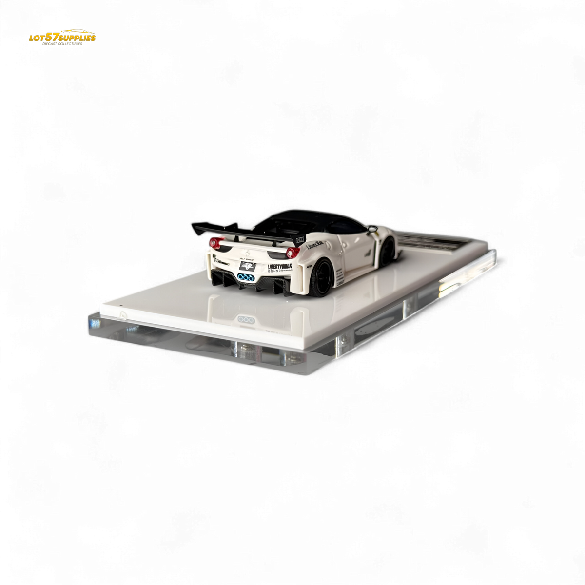 Flame Ferrari 458 GT LB Wide-Body - White 1:64 Resin