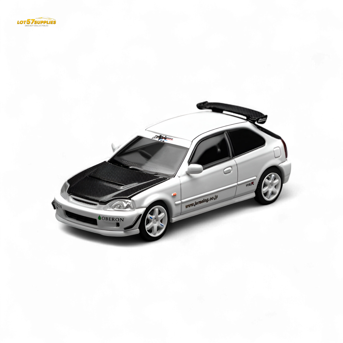MOTORHELIX Honda Civic Type R EK9 J's Racing Livery White 1:64