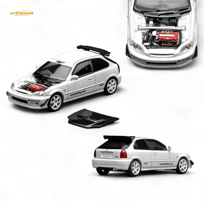 MOTORHELIX Honda Civic Type R EK9 J's Racing Livery White 1:64