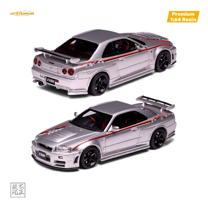 Cars' Lounge Nissan Skyline GT-R R34 Z-TUNE Nismo Edition Silver 1:64