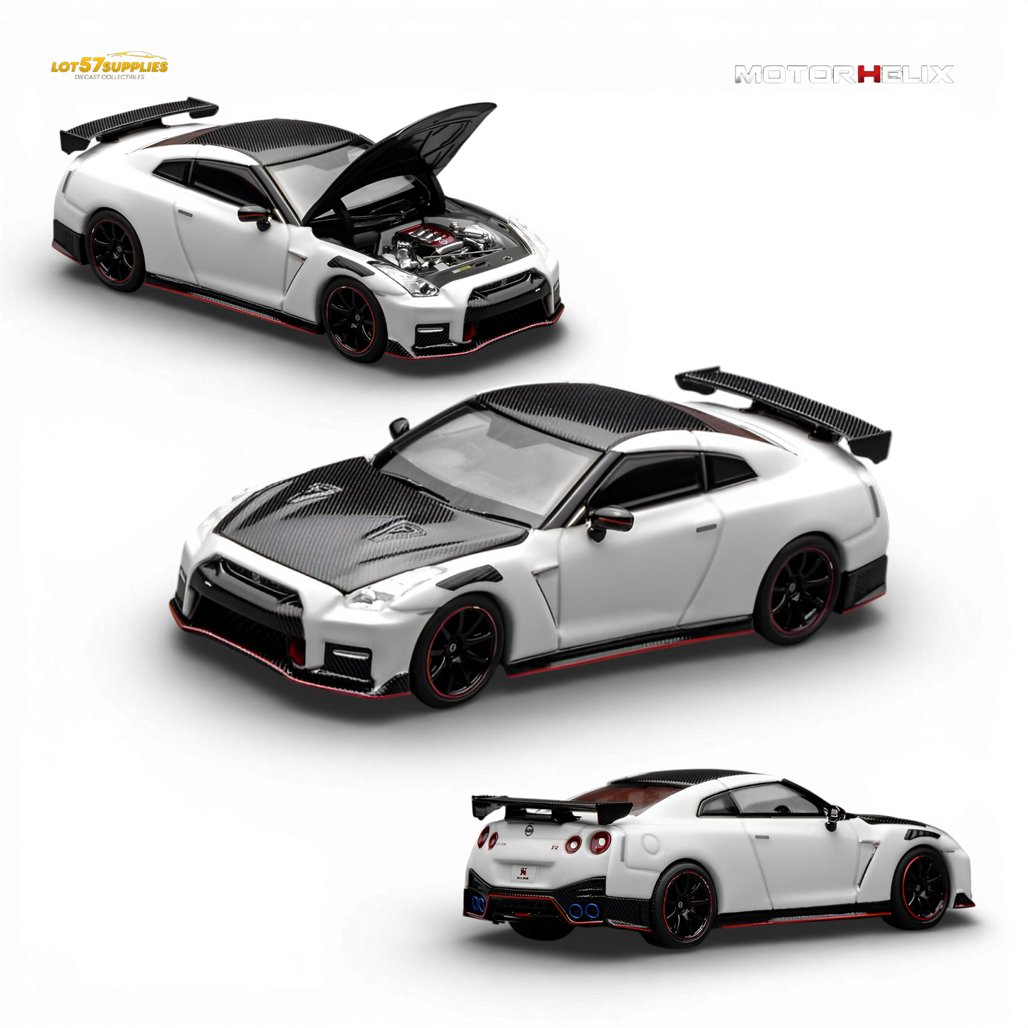 Motorhelix Nissan GT-R NISMO (R35) Special Edition 2022 - Brilliant White Pearl 1:64
