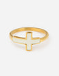 White Enamel Cross Ring