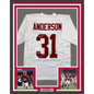 Framed Autographed/Signed Will Anderson "Terminator" 35x39 Alabama White College Football Jersey Beckett BAS COA