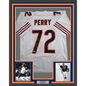 Framed Autographed/Signed William Perry The Refrigerator 35x39 Chicago White Football Jersey Beckett BAS COA