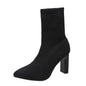 Winter Boots Lady Boots-Women Shoes Zipper Luxury Designer Rubber High Heel Ankle Fashion Rome Solid PU Basic Square Toe