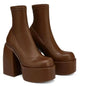Winter Boots Lady Boots-Women Shoes Zipper Luxury Designer Rubber High Heel Ankle Fashion Rome Solid PU Basic Square Toe